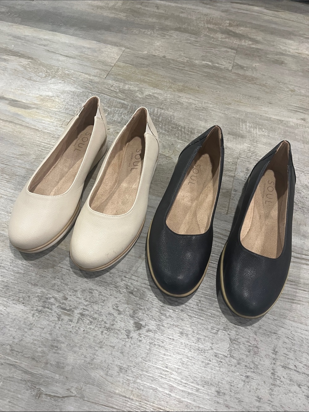 Ivory and Black Slip-On Comfort Flats